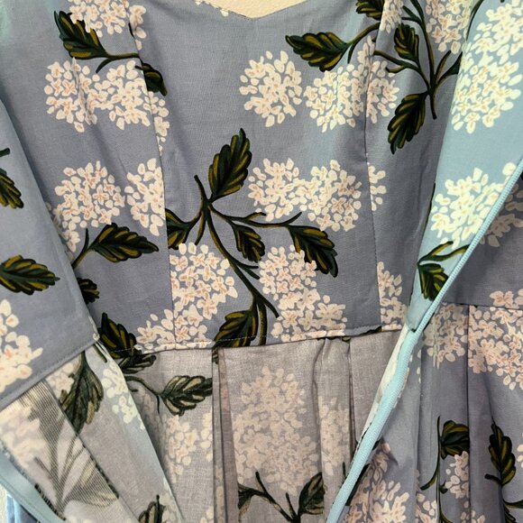 Blue cotton '50s style summer dress with pockets - Picture 8 of 11